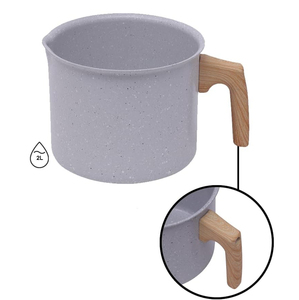Ensemble de casseroles en céramique antiadhésives modernes, 13 pièces, avec poignées en bois et couvercles en verre, pour cuisinières à gaz et à induction - Product Image 2