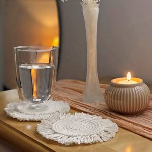 Handcrafted Macrame Coasters Handmade Cotton Rope Woven Macrame Coaster With Tassel - Product Image 5