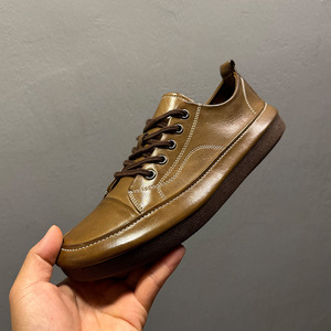 Leather lace-up casual <b>shoes</b> for men with soft sole <b>height</b>-<b>increasing</b> cushioning comfortable and anti slip retro style <b>shoes</b> - Product Image 1