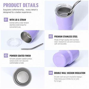 Gobelet isotherme double paroi en acier inoxydable de 3 oz avec paille, personnalisable avec logo, mignon verre à shot pour cadeaux promotionnels de fête - Vente en gros - Product Image 4