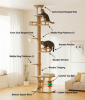 NOUVEAU 2026 Arbre à chat de luxe moderne en bois et sisal naturel avec griffoir, Tour d'escalade pour chat
