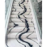 Escalier droit de luxe haut de gamme DB au design moderne avec marches en marbre pour la maison, escalier pour accéder au deuxième étage