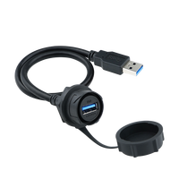 Kabel USB3.0 Lshitech 10Gbps Transmisi Kecepatan Tinggi M21mm Sirkular Tahan Air Female ke Male 1.5-4m, Tahan Air Industrial IP68