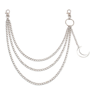 โซ่คาดเอวหลายชั้น จี้รูปพระจันทร์ สไตล์ฮิปฮอป สตรีทแฟชั่น โซ่เงินสำหรับคาดกางเกง เครื่องประดับสำหรับใส่ทุกวัน - Product Image 4