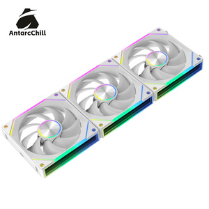 Ventilateur de boîtier PC ARGB silencieux AntarcChill White Modular Snap <span class=keywords><strong>Fan</strong></span> Center CD Ring Side Mirror Daisy Chain OEM - Product Image 1