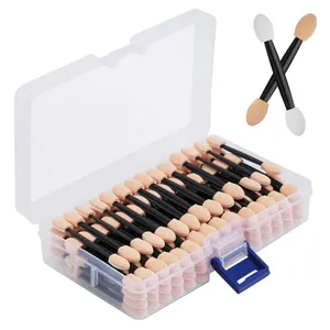 Cuttte 50/100PCS Disposable Dual Sides Eye Shadow Sponge Applicators With Container, Length Eyeshadow Brushes Makeup Applicator - Product Image 1