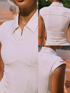 Vestido de <span class=keywords><strong>Tenis</strong></span> Personalizado Blanco de Secado Rápido con Cuello Polo y Tejido Ecológico Transpirable <span class=keywords><strong>para</strong></span> <span class=keywords><strong>Mujer</strong></span> - Product Image 2
