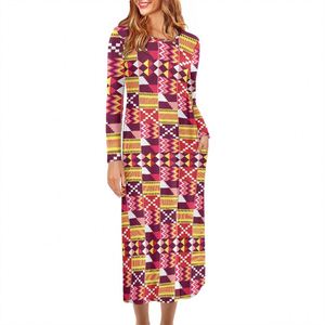 Robe Longue Personnalisée à Manches Longues Kitenge Tendance Robe Maxi Ample Oversize Confortable <span class=keywords><strong>Femme</strong></span> Africaine avec Poches Imprimé Ankara Cire - Product Image 4