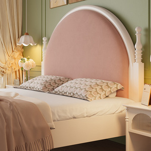 French Style Cream Solid Wood Mortise and Tenon Princess <b>Bed</b> 1.8m <b>Double</b> <b>White</b> 1.5m Pink Soft Back for Adult Bedroom - Product Image 2