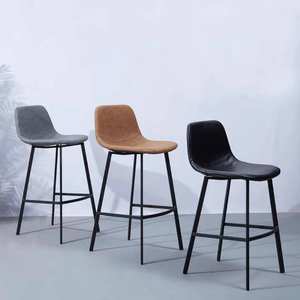 Factory Direct Sale Modern Design Metal Legs <b>Retro</b> <b>Chair</b> Industrial Style Cafe PU Leather High Bar Stools - Product Image 4