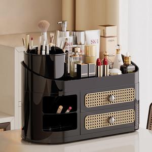 Cosmetic Storage Box With Drawers And Compartments For Makeup Organizer Desktop Use Black - Product Image 4