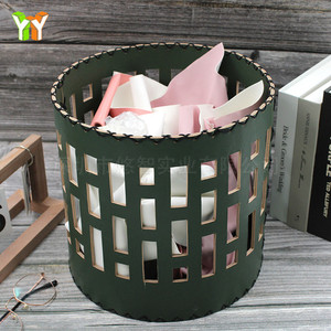 Cesta de almacenamiento de estilo nórdico para el hogar, cesta de almacenamiento de artículos diversos de cuero PU tejido, cesta de almacenamiento hueca para aperitivos. - Product Image 4