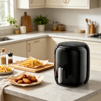 Four à friture intelligente 6L avec minuterie et température réglables, panier amovible, outil de cuisson sans huile pour la maison