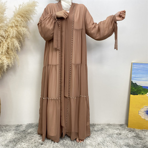 Abito estivo 2025 Dubai Jalabiya modesto abito con perline da donna a manica lunga strass aperto Abaya <span class=keywords><strong>hijab</strong></span> abiti firmati - Product Image 3