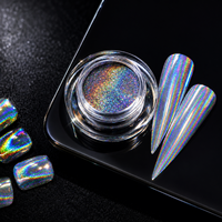 Poudre Chrome Holographique Laser Super Brillante Effet Miroir Métallique Arc-en-ciel Pigment Poudre Chrome