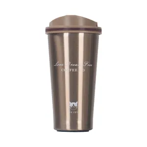 Creative and succinct stainless steel vacuum insulated double wall coffee mug with lid