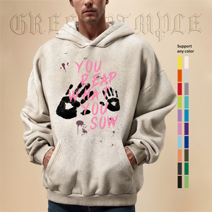 Sweat à capuche pour homme en coton 100% lavé style vintage personnalisé, style streetwear, impression <span class=keywords><strong>d</strong></span>élavée à l'acide, OEM - Product Image 1