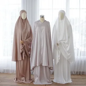 Ramadhan customized Prayer Set simple and elegant telekung with bag zip medina silk muslim clothes