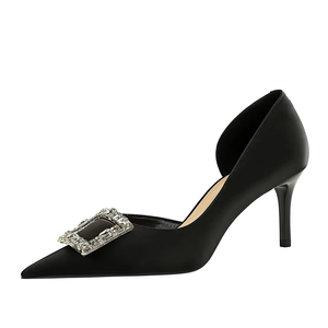 Chaussures à talons hauts pour femmes, en cuir PU, à bout pointu et bouche peu profonde, avec nœud en strass, pour l'été - Product Image 6