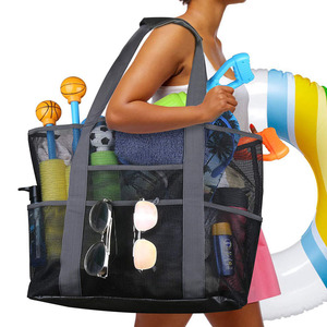 Beach Tote Bag Mesh Beach Tote Bag Shopping Net Bag Summer Extra Large Capacity Mesh Beach Bag