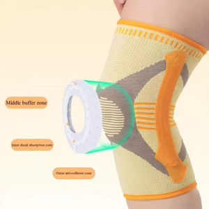 Genouillère de compression sportive tricotée avec coussinet en gel de silicone pour la rotule et stabilisateurs latéraux à ressort pour la course, le basketball, la gym et le fitness - Product Image 5