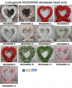 Arche florale en forme de cœur rose poudré et blanc, avec roses artificielles, pour la cérémonie de mariage - Product Image 6