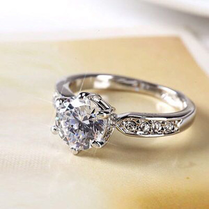 Simulation Moissanite <strong>Ring</strong> <strong>Couple</strong> <strong>Rings</strong> Wedding Proposal Six Claw Diamond <strong>Ring</strong> - Product Image 2