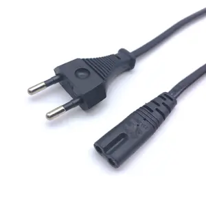 China manufacturing european standard AC power cable 2 pin EU power cord for computer