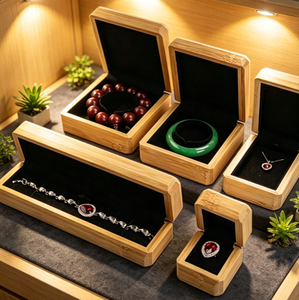 Boîte de rangement de bijoux en bois de bambou octogonale de luxe pour bagues, pendentifs, bracelets, colliers - Product Image 5