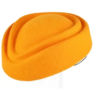 Customized 100% wool air hostess cap flight attendant hat stewardess hat for ladies