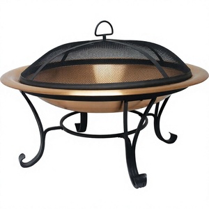 Food Copper Fire Pit with Cover Black Finished - Product Image 1