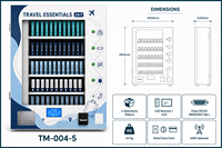 Máquina Expendedora de Artículos de Viaje, 5 Selecciones, Botón LED, Pantalla LCD, Pago, Compacta, Montaje en Pared, Dispensador de Mascarillas para Dormir, Tapones para Oídos, Adaptador, 24 kg, CE