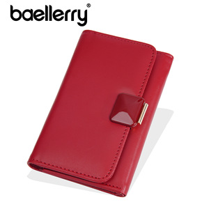 กระเป๋าสตางค์แบบสามพับสำหรับผู้หญิง ยี่ห้อ Baellerry สีแดง หนังแท้ ปิดด้วยกระดุม ใช้งานได้หลากหลาย เหมาะสำหรับใช้ในชีวิตประจำวัน - Product Image 5