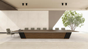Mesa de <span class=keywords><strong>Conferencia</strong></span> Rectangular Moderna de Madera Resistente a los Arañazos con Acabado Mate, Tablero Grueso con Cableado Integrado - Product Image 2