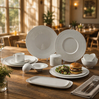 Ensemble de vaisselle en céramique blanche classique ST, assiettes et bols ronds en porcelaine, pour la restauration, la maison, la cuisine, passe au micro-ondes et au lave-vaisselle, empilables