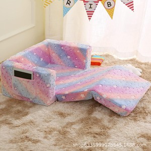 Canapé pliable pour enfants en velours à motif étoile, fauteuil en mousse souple pour coin lecture, à partir de 3 ans - Product Image 3