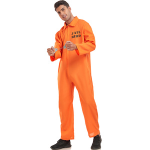 Costume de Prisonnier Orange pour <span class=keywords><strong>Homme</strong></span>, Ensemble de Déguisement d'Halloween pour Adulte, Combinaison de Prisonnier - Product Image 3