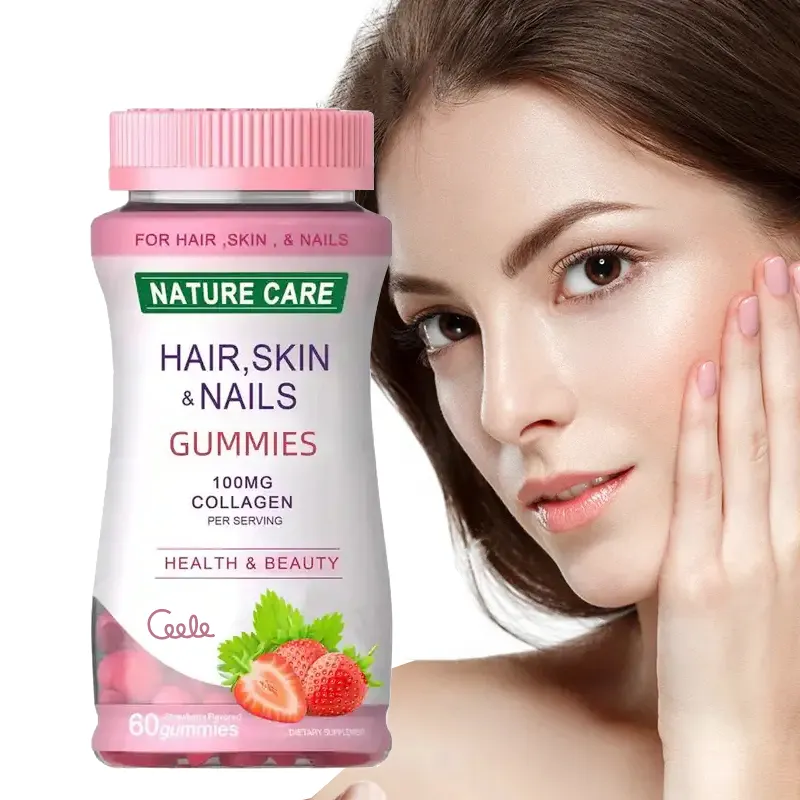 Personalizza la salute multivitaminico collagene fragola sapore vitamina biotina vitamine gummie per la crescita delle unghie dei capelli