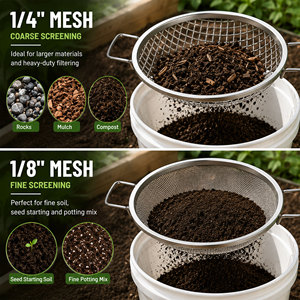 Galvanized Steel Soil Sifter Screens 1/4 1/8 <b>Mesh</b> 1.0MM <b>Wire</b> Gauge 30cm Diameter for 5 Gallon Buckets Filter Set - Product Image 3