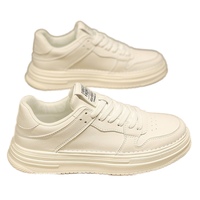 Chaussures de course blanches respirantes à lacets pour hommes, semelle épaisse, tendance, polyvalentes, en coton, semelle intermédiaire en EVA, rehaussantes, décontractées