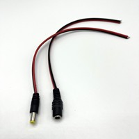 Conector de Alimentación CC Macho Vishi Negro Rojo de Cobre, Retardante de Fuego, Duradero, con Cable BNC para Cámara CCTV 5.5*2.1mm