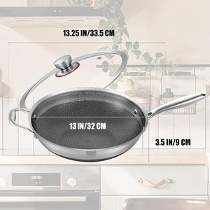 Sartén de Acero Inoxidable de Tres Capas Antiadherente con Tapa de Vidrio, Wok de 30 cm para Cocinar - Product Image 4