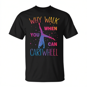 ¿Por qué caminar cuando puedes hacer una voltereta? Camiseta de gimnasia para niñas - Product Image 2
