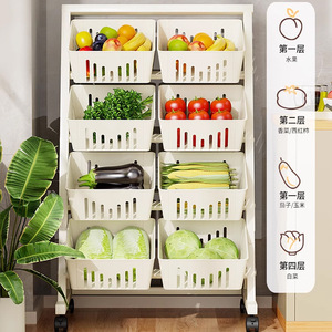 <b>Kitchen</b> <b>Vegetable</b> Storage <b>Rack</b> Multi Layer Large Capacity Portable With Wheels For Home Use - Product Image 2