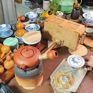 เตาชาไม้ทำมือพร้อมที่เป่าลมสำหรับชุดชงชา - Product Image 3