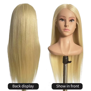 Cabeza de peinado modelo de cabello humano real 100% de alta calidad, peluquería profesional, escuela de belleza, cabeza de práctica de barbero - Product Image 6