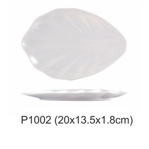 Assiette en mélamine en forme de feuille Yangge P4312 P4314 P11614 P11612 P11610, vaisselle moderne blanche pour les fêtes et les repas - Product Image 5