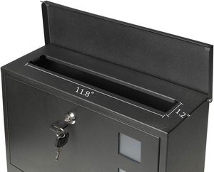 Factory Direct Large Capacity Black Waterproof Wall Mount Mailbox Metal <strong>Outside</strong> <strong>Letter</strong> <strong>Box</strong> with Key Lock for Front Door Fence - Product Image 5