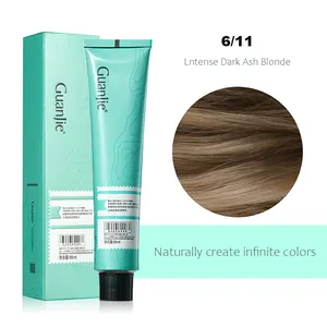 6/11 Lntense Dark Ash Blonde 43 Farben Glitter Permanent Nou rishing Organic Hair Color Design Creme Diagramm Haar färbemittel