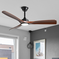 Ventilateur de plafond LED dimmable décoratif pour la maison, 52 pouces, 3 pales, ventilateur de plafond à économie d'énergie avec lumière et télécommande